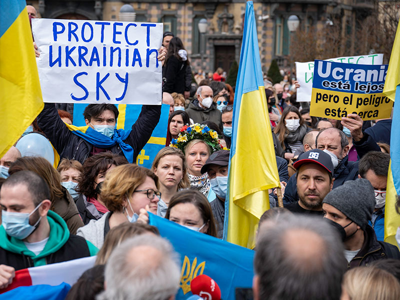 Manifestación en contra de la invasión rusa a Ucrania celebrada en Bilbao el 20 de marzo 2022