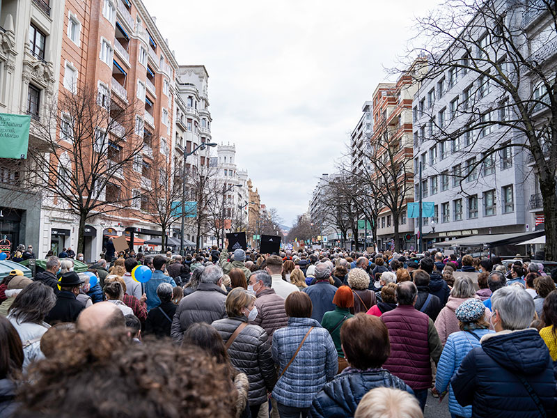 Manifestación en contra de la invasión rusa a Ucrania celebrada en Bilbao el 20 de marzo 2022