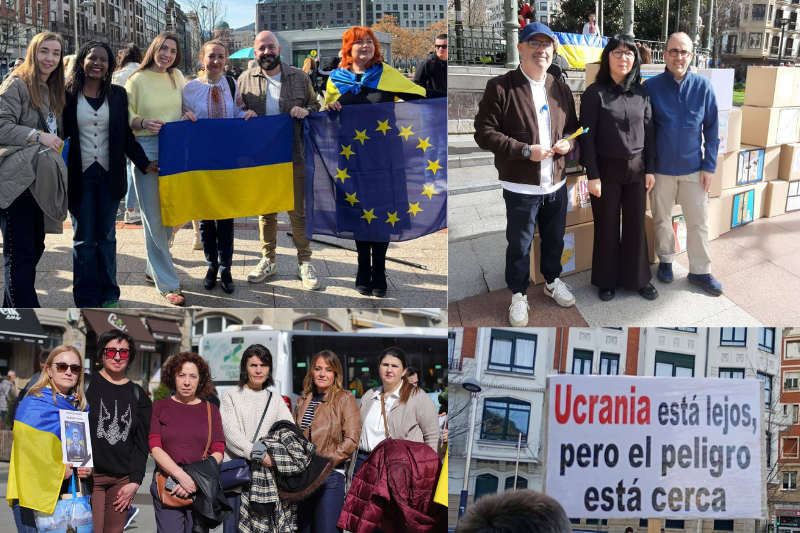 Apoyo a Ucrania en tres capitales vascas