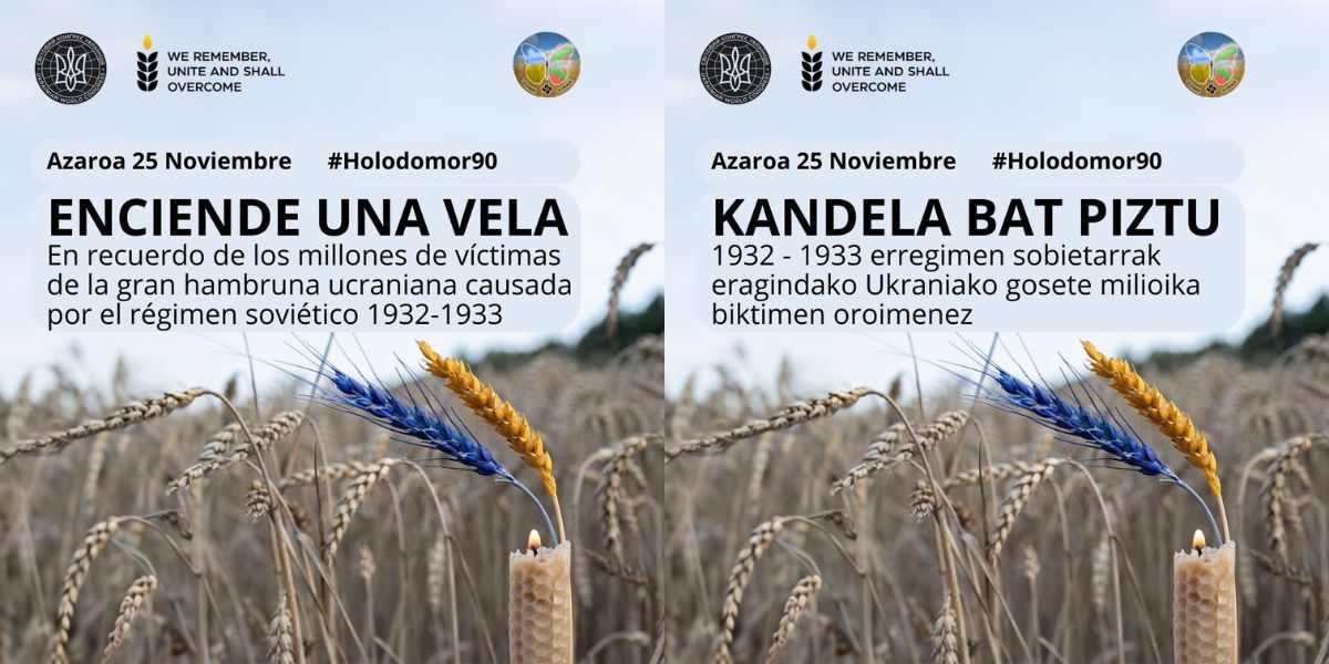 Cartel sobre el evento de conmemoración - Ucrania conmemora el 90 aniversario del Holodomor, la gran hambruna causada por el régimen soviético